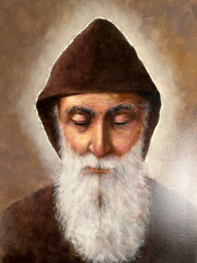 Fine art giclée portrait of St. Sharbel by Joe Borik Studio
